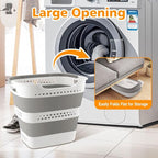 42L Medium Collapsible Plastic Laundry Basket with Handles, Foldable Laundry Basket Hamper, Pop Up Storage Container Organize