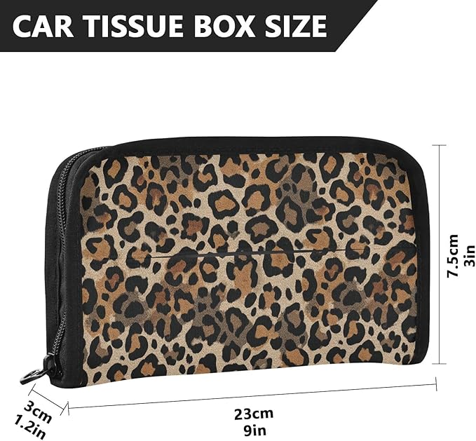 Car Tissue Holder Car Visor Organizer Tissue Box Holder for Car Sun Visor Organizer with Car Vehicle Accessories Essentials Interior for Women Men Retro Brown Leopard Print