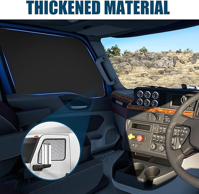 Side Window Sun Shade for International Lonestar LT MV Series 2018-2026, Custom Fit 210T Reflective Sunshade for Semi Truck, 6-Layer Heat Insulation Privacy Protector,2PCS