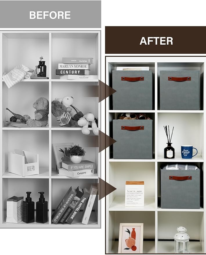 Temary 11x11 Storage Cubes Fabric Cube Storage Bins with Handles Clothes Storage Boxes Baskets for Organizing Home, Shelf, Cl