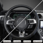 West Llama Car Steering Wheel Cover for Ford Escape,Explorer,Fusion,Focus,Bronco,Transit,Edge(Diamond Quilted - Black+Blue- S