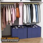 SpaceAid Shoe Organizer for Closet, 2 Pack Foldable Shoe Storage Containers Baskets Boxes Bins w/Adjustable Dividers, Fits 16