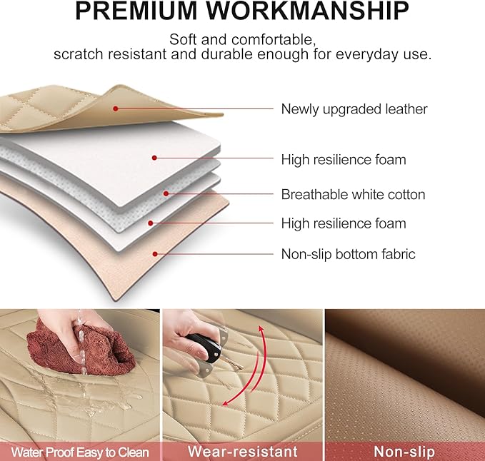 2 Pack Leather Front Car Seat Cover Bottom Car Seat, Universal Anti-Slip Driver Car Seat Protectors with Storage Pocket, Wate