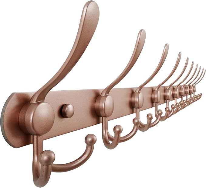 Dseap Coat Rack Wall Mount - 38” Long 10-Tri-Hooks Heavy Duty Coat Hanger Rail Wall Hooks for Hanging Coats Hats Clothing Clo