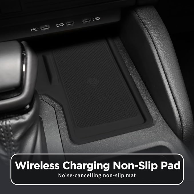 smabee Center Console Wireless Charging Protective Mat for 2024 2025 Toyota Land Cruiser Prado 250 J250 LC250 Accessories Silicone Non-Slip Pad Anti-Dust Liner Interior Black (Left-Hand Drive)