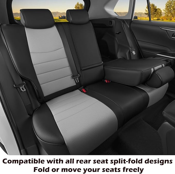 HKZ Fit RAV4 Car Seat Covers Set for 2019 2020 2021 2022 2023 2024 2025 Toyota RAV4 LE,XLE,XLE Premium,Limited - 5 Seats Full