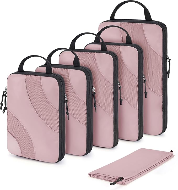 BAGSMART Compression Packing Cubes, 6 Set/4 Set/2 Set Travel Packing Cubes for Carry on Suitcases, Compression Suitcase Organ