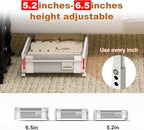 2Pack Under Bed Storage with Wheels,5.2"-6.5" Adjustable Height Underbed Storage,Low Profile Under Bed shoe Storage,Rolling U