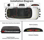 Car Reverse Parking Radar System with 8 Parking Sensors Distance Detection + LED Distance Display + Sound Warning (Black Color)