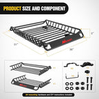 Nilight 51" X 36" X 5" Universal Roof Rack Cargo Basket Heavy-Duty 200LBS Capacity Rooftop Cargo Carrier Luggage Holder for SUV Truck Vehicle