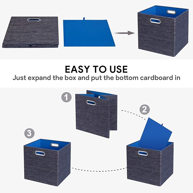 Posprica Storage Cube Basket Bins,13×13 Foldable Storage Containers for Shelf Cabinet Bookcase Boxes,Thick and Heavy Duty Fab