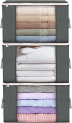 Large Storage Bags, 3 Pack Clothes Storage Bins Foldable Closet Organizers Storage Containers with Durable Handles Thick Fabr