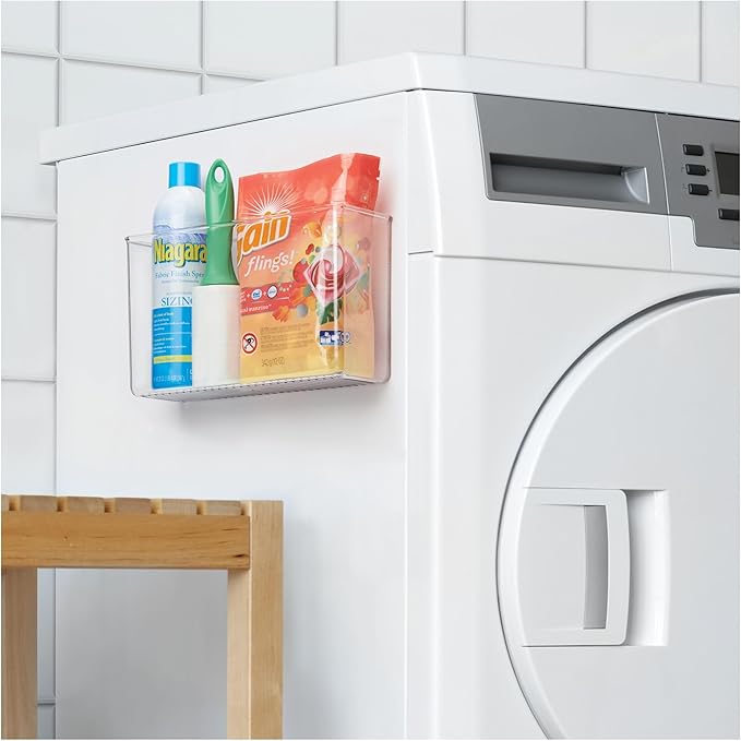 iDesign AFFIXX Plastic Wall Mount Organizer for Kitchen Bathroom, Office, Bedroom, Garage, Craft Room, 3.5" x 11" x 6.5", Cle