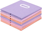 Stero Fabric Storage Bins 6 Pack Fun Colored Durable Storage Cubes with Plastic Handles Foldable Cube Baskets for Home, Kids 