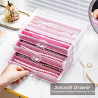 YUFONG Necklace Holder Organizer, Dustproof Necklace Box Velvet Necklace Organizer Box with Lid Clear Acrylic Dustproof Stack