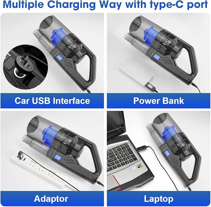 Viewsun Car Cleaning Kit, Car Interior Detailing Kit with High Power Handheld Vacuum Cordless Rechargeable, Detailing Brush S