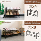 Gonfoam 2-Tier Expandable Shoe Rack,Adjustable Shoe Shelf Storage Organizer Heavy Duty Metal Free Standing Shoe Rack for Entr