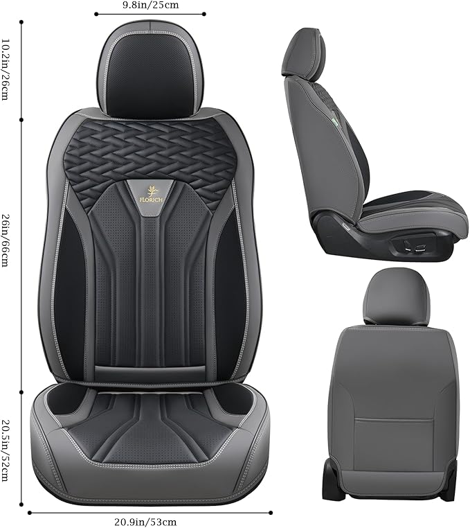 FLORICH Seat Covers for Cars, Waterproof Seat Covers, Leather Car Seat Covers 2 Pack, Universal Seat Cushion Protector for Mo