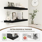 36 Inch Floating Shelves, 36"x9.25"x1.5" Inch Deep Floating Shelves for Wall, Wooden Shelves for Bathroom, Bedroom, Living Ro