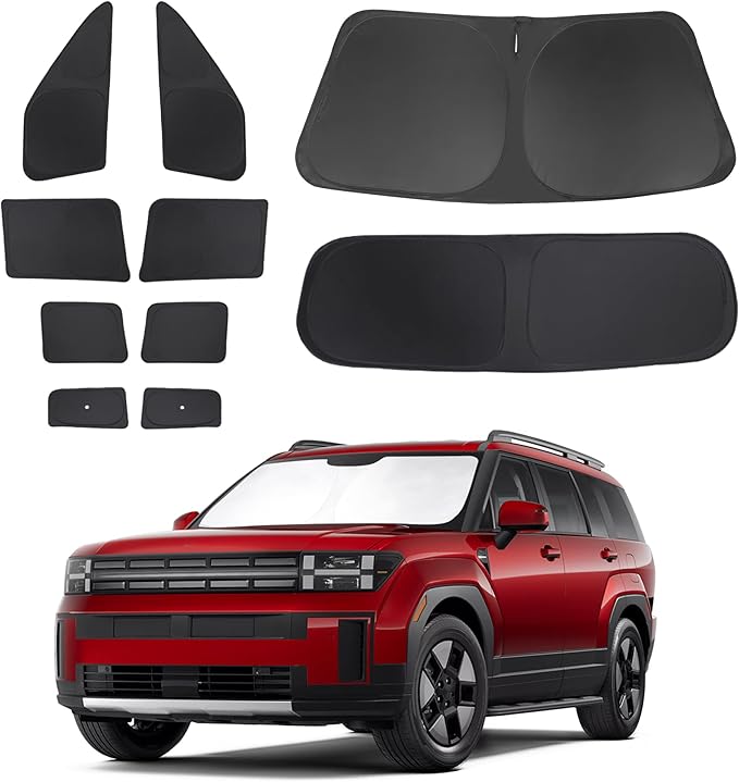TINGLU Window Shades for Hymdai Santa Fe 2024-2026 Accessories Car Side Full Windows Rear Triangular Windshield Sun Shade Sun UV Rays & Privacy Protection for Camping 10PCS