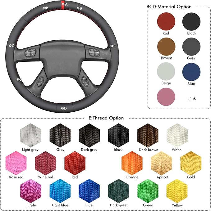 MEWANT Steering Wheel Cover for Chevy Silverado 1500/2500 / 3500 2003-2006 / Silverado 1500 2500HD 3500 Classic/Trailblazer Hand-Stitched Microfiber Leather Steering Wheel Wrap