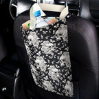 IRADA Car Trash Bag Hanging No Snap Small Garbage Bag for Car Back Seat Cute Printed One-Handed Strap Trash Bags Car Accessories-Halloween Skull Car Trash Bags