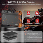 Fireproof Accordion File Organizer with Lock, Water Resistant Expanding File Folder with Shoulder Strap, Important Document O