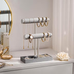 bussdis 2 Tier Bracelet Holder Display - Detachable T Bar Grey Velvet Bracelet Holder, Jewelry Holder Organizer for Bracelet,
