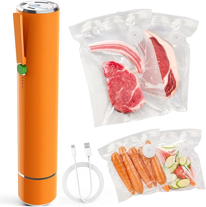 Vacuum Sealer Machine, Portable Handheld Vacuum Sealer with 40PCS Reusable Zipper Vacuum Bags (Vacuum Sealers+ 20 large+20 sm
