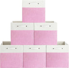 FinishingBo 13 x 13 Inch Fine Linen Storage Bins with Handles，Fabric Cube Boxs，Basket Organizers for Shelves for Home, Closet