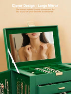 BOOVO Jewelry Box For women, 6 Layer Large Jewelry Organizer With Mirror, Multi-Function Storage Box With Lock, Necklace Hold