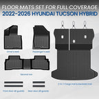 Floor Mats Set for Hyundai Tucson 2022-2025 2026 Hybrid Version (Not fit Gas and PHEV), All Weather TPE Cargo Liner Backrest Mat Trunk Mat Door Sill Guards Accessories (Hybrid Model)