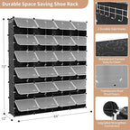 ROJASOP Shoe Storage Cabinet, 12-Tier Shoe Organizer 96 Pairs Extra Large Plastic Shoe Rack with Covers Portable Shoe Rack Or