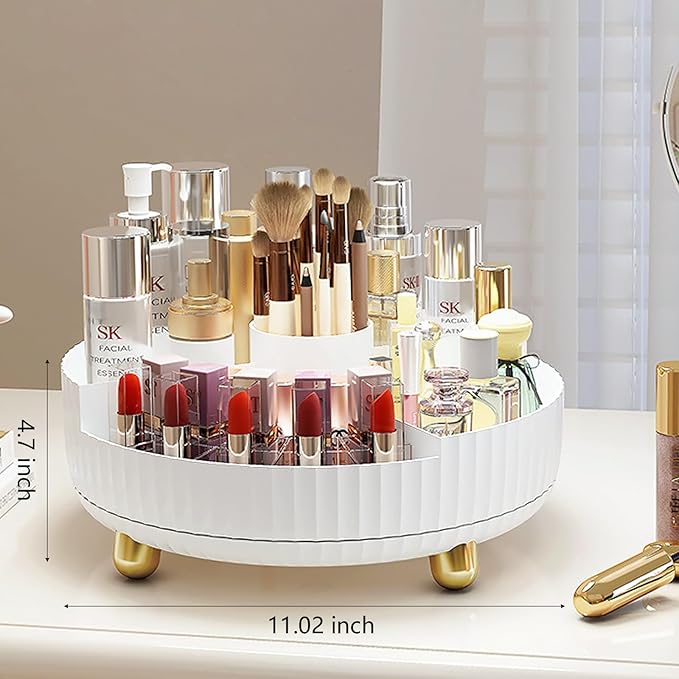 Anyoifax Makeup Perfume Organizer Tray with Divider 360 Degree Rotating Lazy Susan Skincare Lotion Organizer Spinning Cosmeti