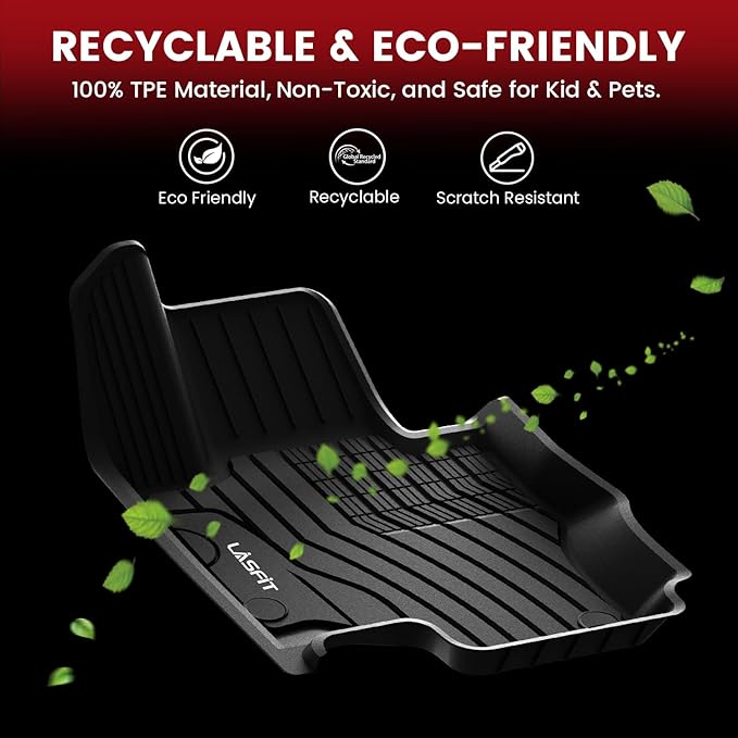 LASFIT Floor Mats & Cargo Mat for Mercedes Benz GLE SUV 2020-2026 350/450/ 53 AMG (Not Fit Coupe; Fit 5 Seats), All Weather TPE Anti-Slip Car Mats Custom Fit for GLE 1st & 2nd Row Set & Trunk Mat