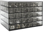 Clear Grey Acrylic Jewelry Storage Box, Earring Jewelry Organizer with 5 Drawers, 5-Layer Jewelry Box for Women, Earring Disp