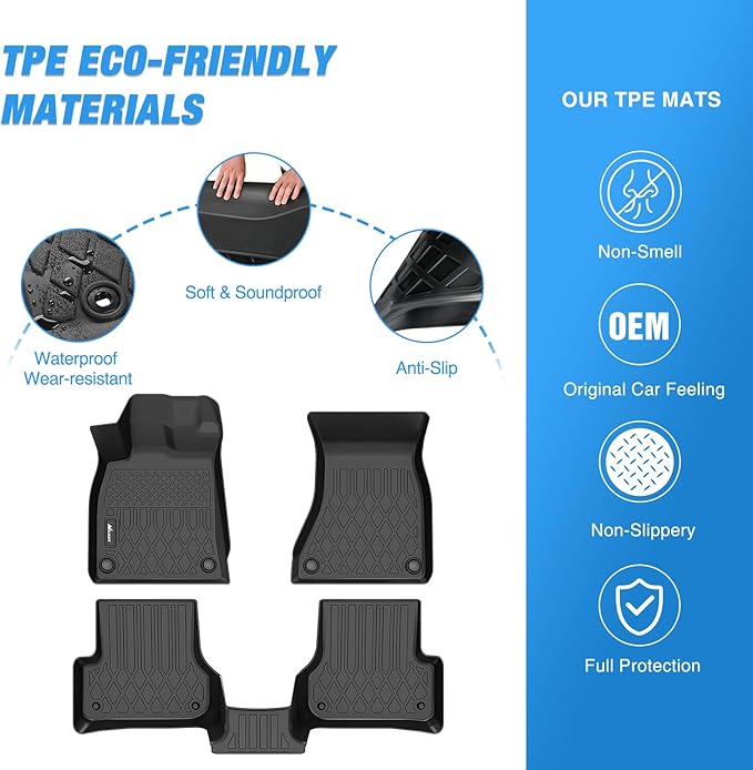 Nilight TPE Floor Mats for Audi A6 S6 A6 Quattro 2012 2013 2014 2015 2016 2017 2018, All Weather Custom Fit Heavy Duty Floor Liners