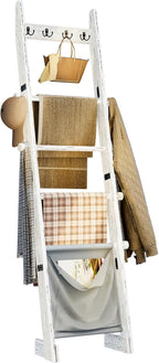 REFGY 5-Tier Blanket Ladder Shelf, 5.3FT (63'') Wall Leaning Blanket Ladders for Living Room Bedroom, Decorative Quilt Rack w
