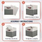 Ornavo Home 11 x 11 Storage Cube Bins, Foldable Collapsible Fabric Storage Bins Box Linen Shelf Basket Cube Organizer for Clo