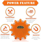 USB Rechargeable LED Road Flares Emergency Lights-Roadside Warning Car Safety Beacon Flashing Disc Flare Kit with Magnetic Ba