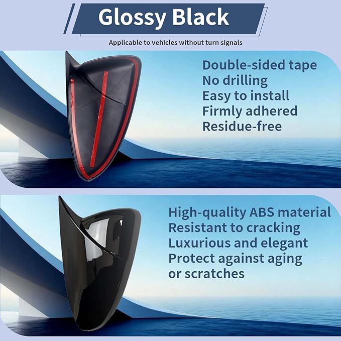 Side Rearview Mirror Cover For Kia Forte 2019-2024 Accessories Aggressive Look Sport Door Side LH & RH Exterior Rearview Mirror Guard Cover Trims Glossy Black（Without Turn Signal)