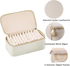 VLANDO Travel Jewelry Box Organizer – Portable PU Leather Jewelry Case with 6/8/12 Zippered Pouches, Compact Storage for Earr