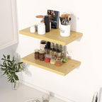 Dreamland 24" Floating Shelves for Wall, 12" Deep Slim Oak Floating Shelves, Wall-Mounted Shelves for Bedroom, Living Room, K