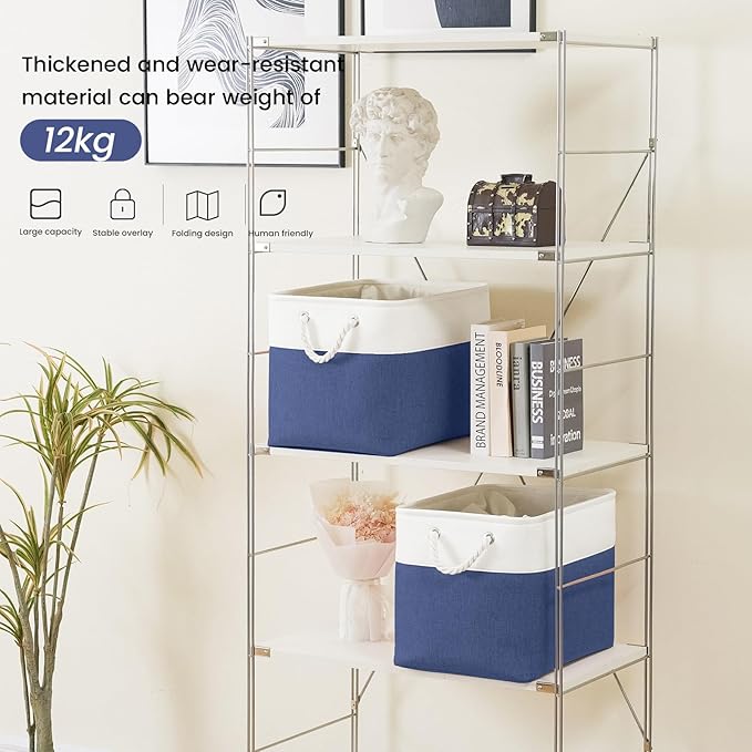 Large Storage Baskets- 16x12x12 inch Storage Bins for Shelves and Closet Organizing, Foldable Fabric Bin for Home Organizatio