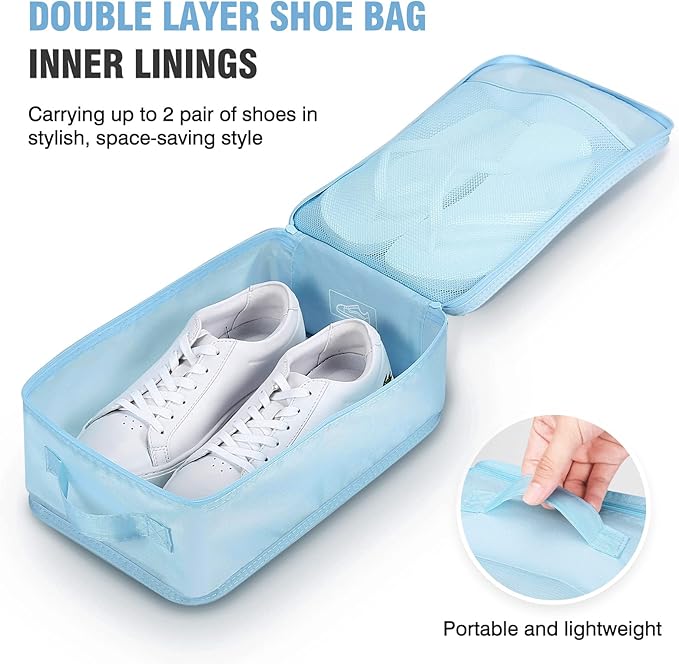 Mossio 6 Set Packing Cubes with Shoe Bag - Lightweight Travel Luggage Suitcase Organizers