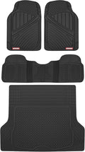 Motor Trend FlexTough™ Baseline Rubber Car Floor Mats with Trunk Mat Cargo Liner, Front & Rear Combo Set fits Most Car SUV Van Coupe Sedan, Heavy Duty All Weather Trim to Fit