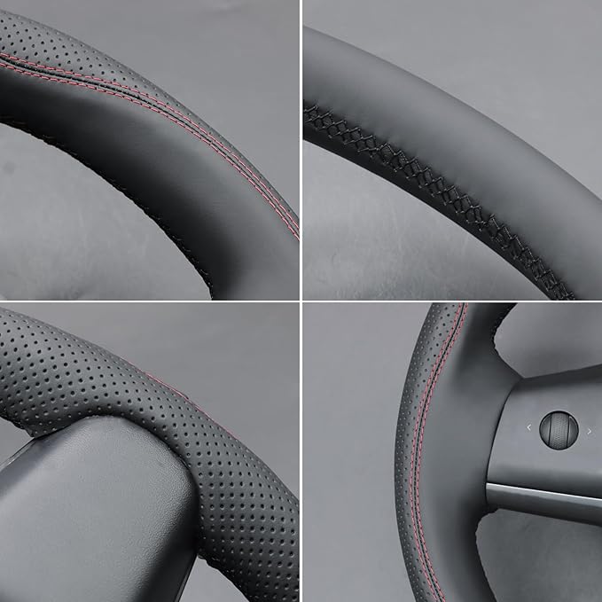 MEWANT Hand Stitched Steering Wheel Cover for Tesla Model 3 2017-2023 / Model Y 2020-2023 for Tesla Model 3/Y Accessories