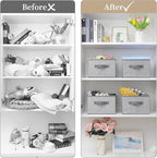 Storage Baskets, 11-Inch Woven Fabric Bins, Storage Cubes with Reinforced Handles, Organizer Bins for Closet Shelves, Foldabl