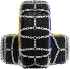 Auto Tightening Snow Chains Quick Easy Installation,Tire Traction Chain for Car Pickup Trucks SUV-Set of 2 245/35R19