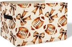 Coquette Football Rectangular Storage Basket Organizer Bin Shelf Baskets,Football Toy Box Organizers Storage Baskets,Cute Kid